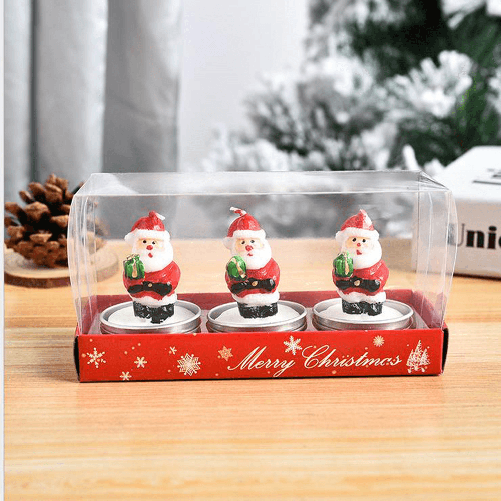 3Pcs 2020 Christmas Candles Santa House Snowman Christmas Tree Paraffin Candles Wedding Party Candles Decor Light