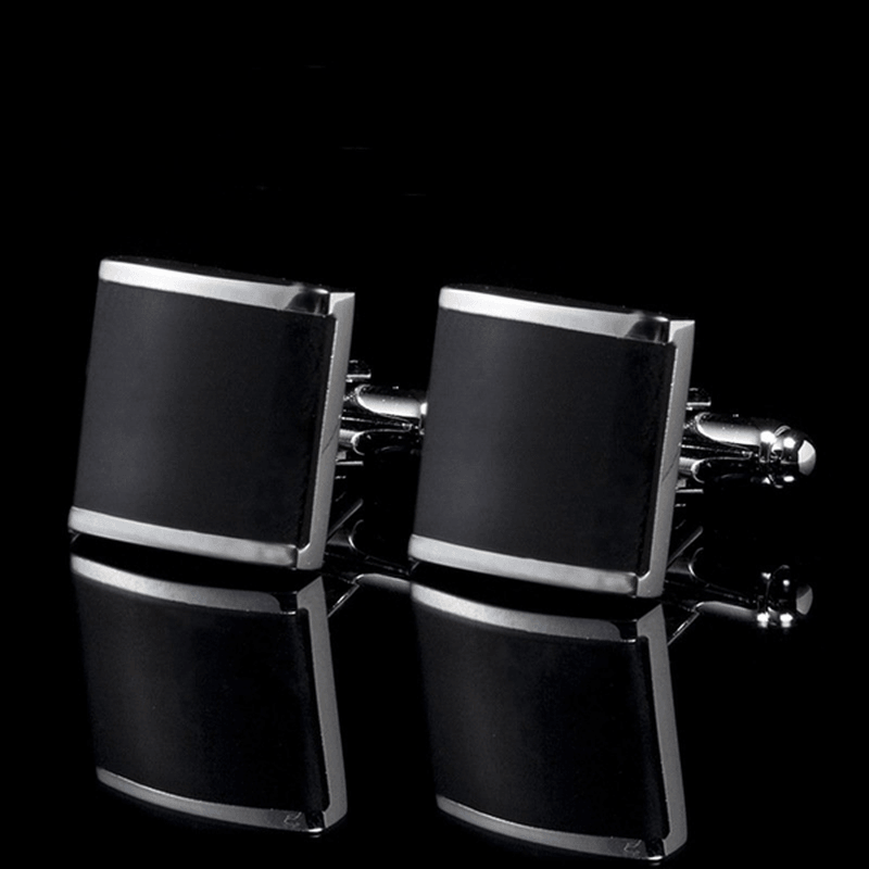 WSC Men Cufflinks Metal Series Stylish Enamel Square Shape Decoraction for Shirts