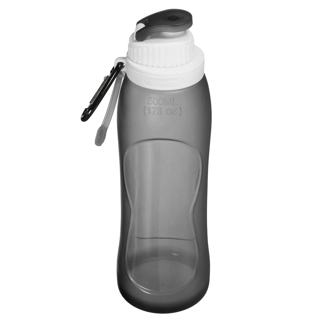 500ML Foldable Water Bottle Silicone BPA Free Kettle Drinking Bottle Outdoor Travel Running Hiking Cycling - MRSLM