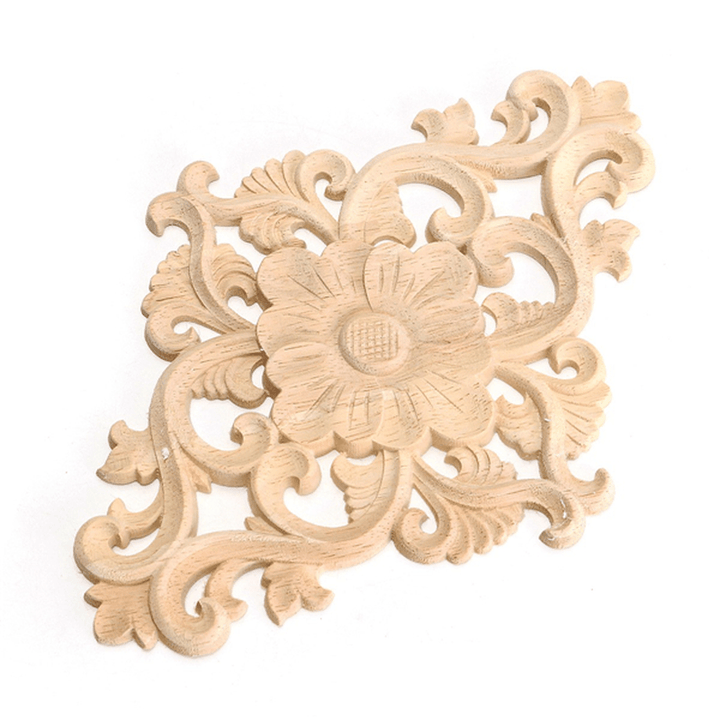 Unpainted Wood Oak Carved Onlay Applique Furniture Home Decor 21X11Cm/28X15Cm