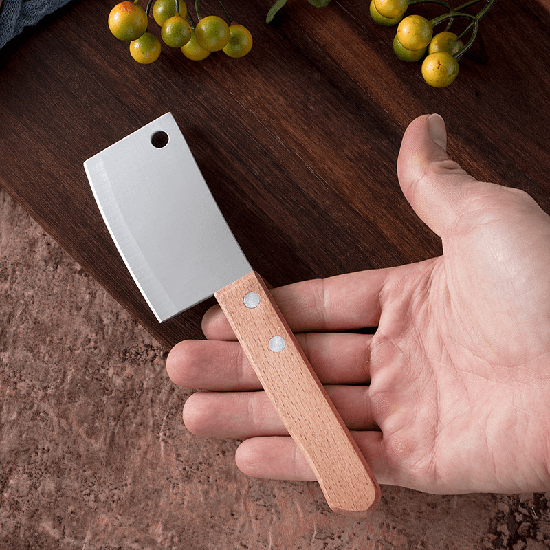 2Pcs Mini Stainless Steel Cheese Knife Portable Meat Fruit Vegetable Kitchen Chopping Chef Knife Cleaver Survival Camping Outdoor BBQ Tools