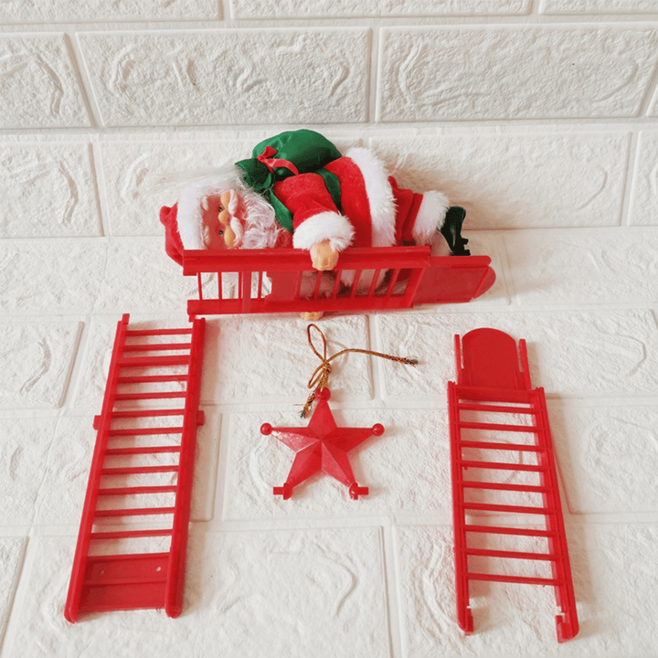 Electric Santa Claus Climbing Stairs Christmas Music Santa Doll Decor