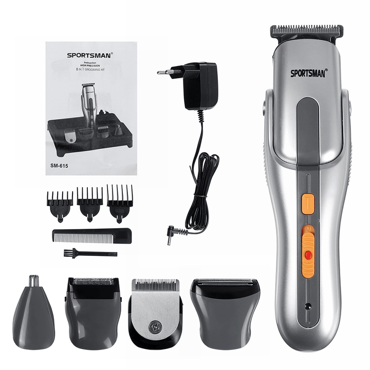 SPORTMAN SM-615 5 in 1 Electric Rechargeable Hair Clipper Multifunctional Hair Clipper Epilator Shaver Nose Trimming for Adult Kids Hair Cutting