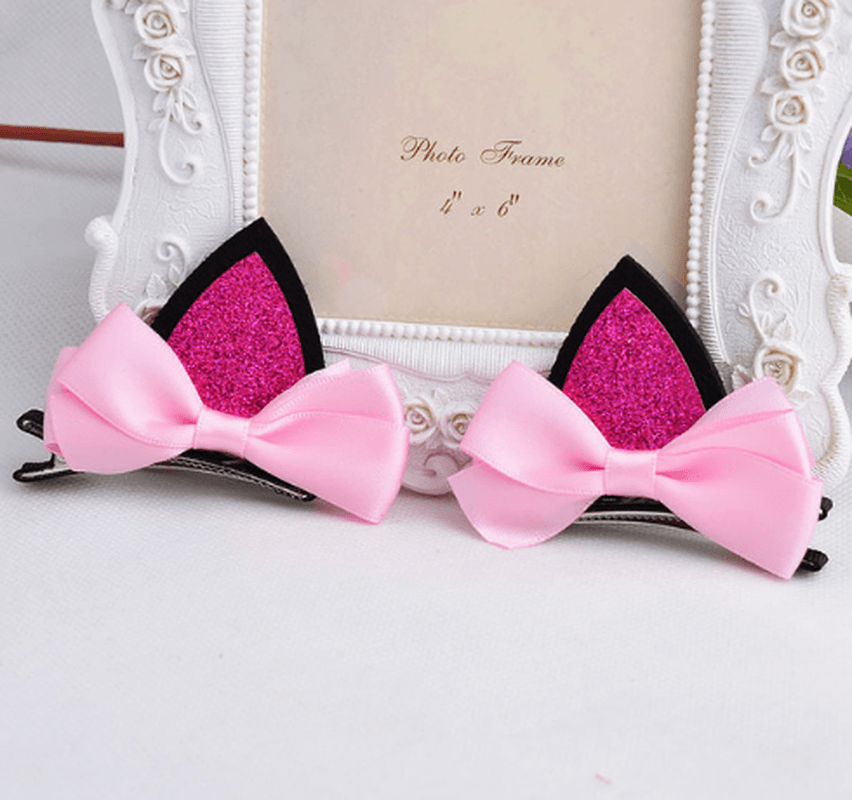 2 Pieces = 1 Pair Children Girls Hair Accessories Clip Children Hairpins Barrettes Bow Flower Cat Ears Hairpin - MRSLM