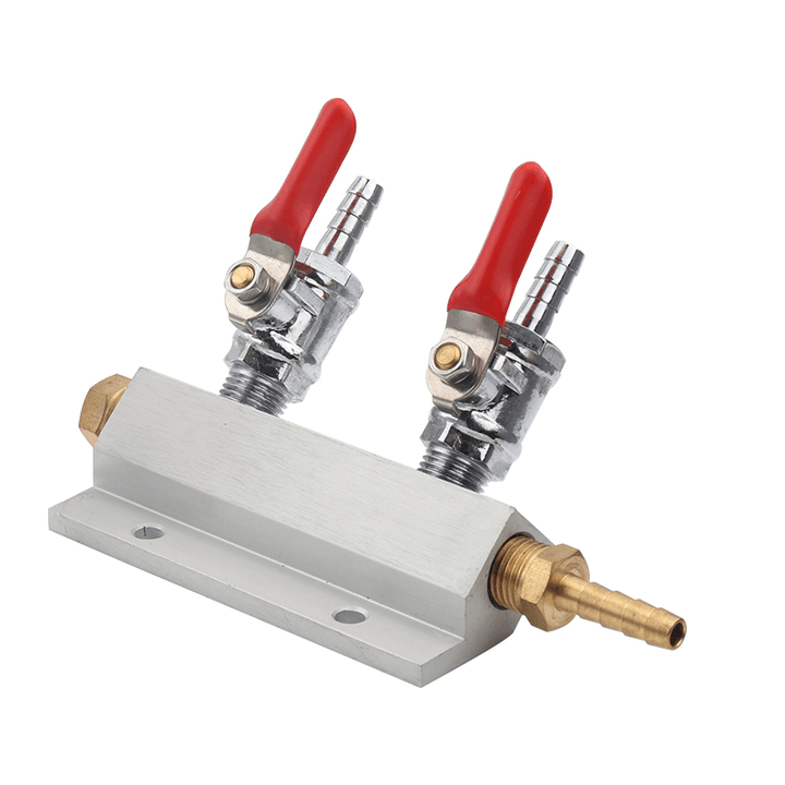 2 Way CO2 Gas Distribution Block Manifold with 7Mm Hose Barbs Home Brewing Draft Beer Dispense Keg Wine Making