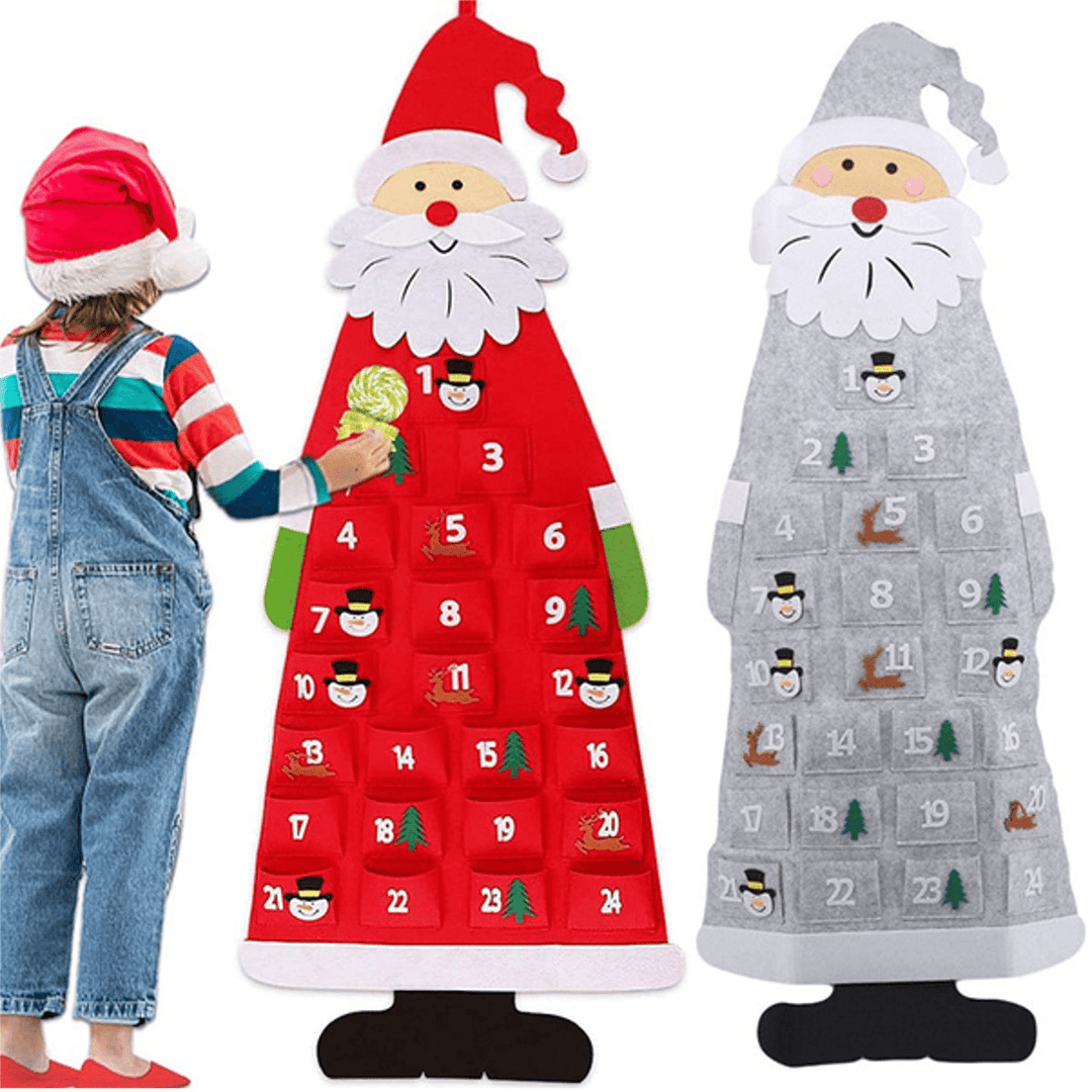 DIY Felt Christmas Advent Calendar Christmas Tree Countdown Calendar with Pockets New Year Hanging Ornaments