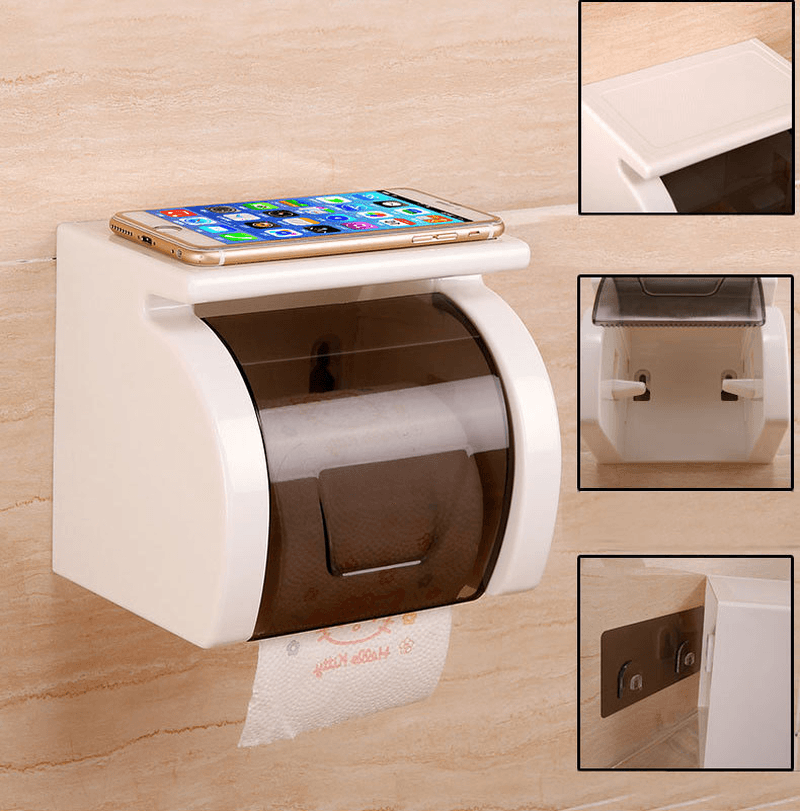 Honana Plastic Toilet Bathroom Tissue Paper Box Punch off Waterproof Paper Holders with Commodity Shelf