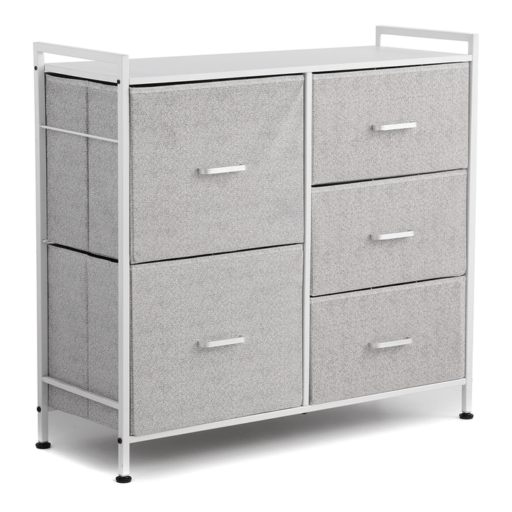 Kingso Side Dresser for Bedroom Kids Chest of Drawer with Storage, Cubby Fabric Storage Bins, Tall Drawer Organizer, Closet Dresser for Living Room Nursery Toddler Room, Light Gray