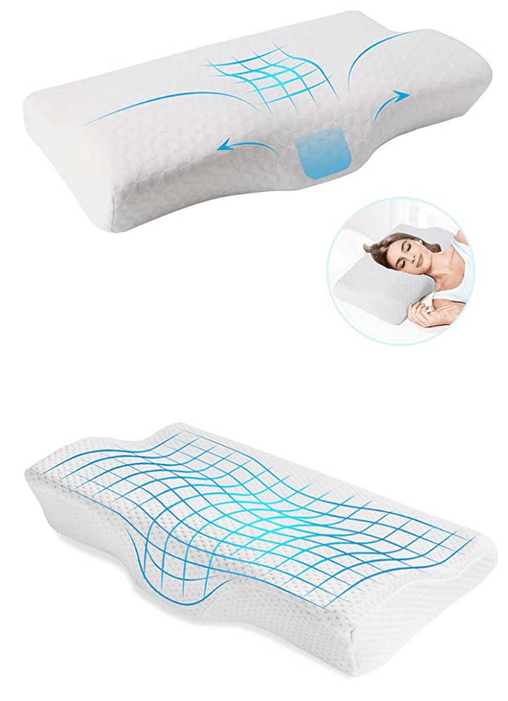 Memory Foam Orthopedic Pillow for Neck and Shoulder Pain Butterfly Shaped Pillow with Extra Foam Layer