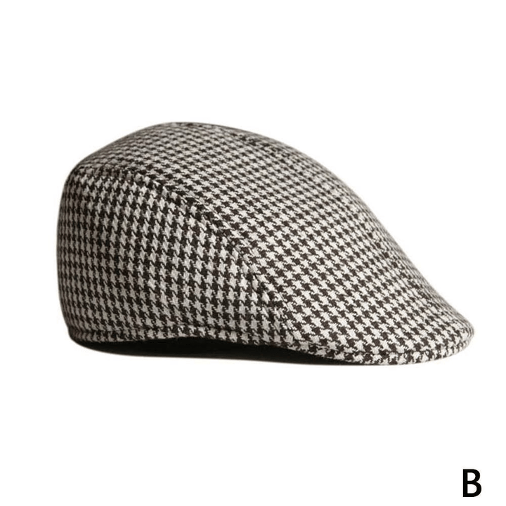 Grid Parent-Child Woolen Beret Casual Houndstooth Hat