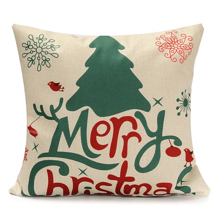 45X45Cm Christmas Tree Red Deer Gift Fashion Cotton Linen Pillow Case Santa Claus Home Decor - MRSLM