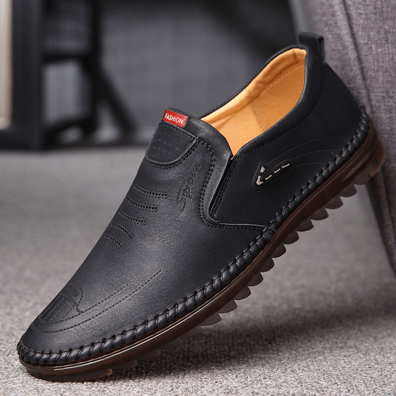 Men Microfiber Leather Slip Resistant Soft Sole Casual Business Loafers