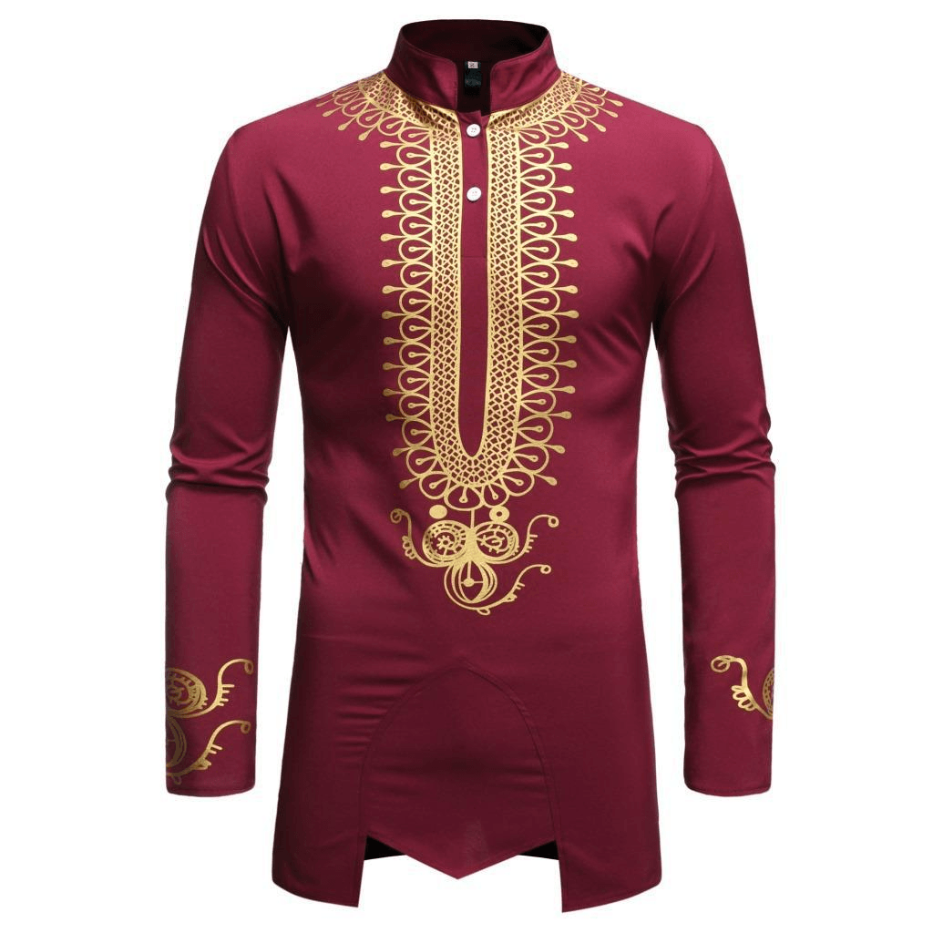 Men'S Bronzing Pattern Irregular Shirt