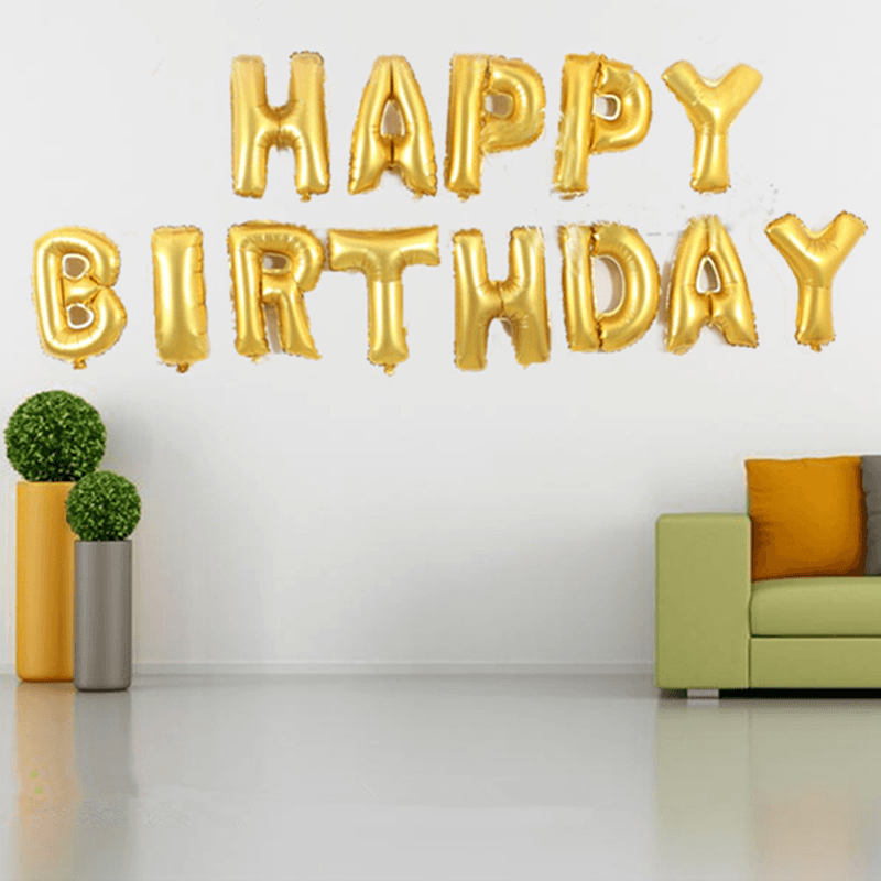 16 Inch Golden Foil Alphabet Balloons Letters Happy Birthday Party Decor