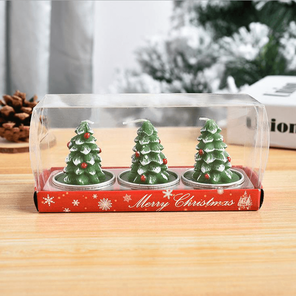 3Pcs 2020 Christmas Candles Santa House Snowman Christmas Tree Paraffin Candles Wedding Party Candles Decor Light