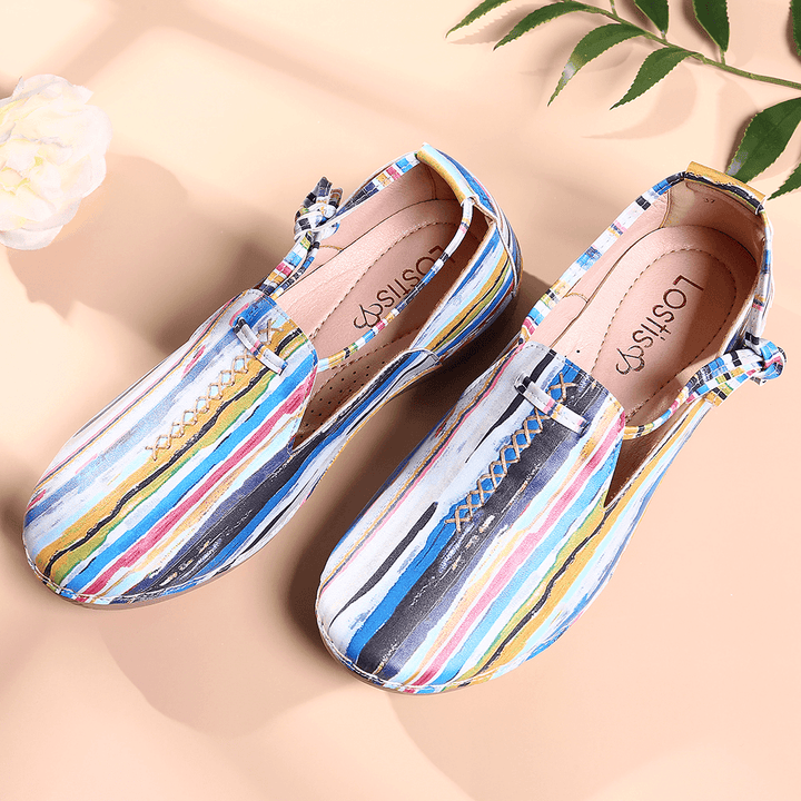 Lostisy Lace up Multicolor Comfy Soft Walking Casual Loafers