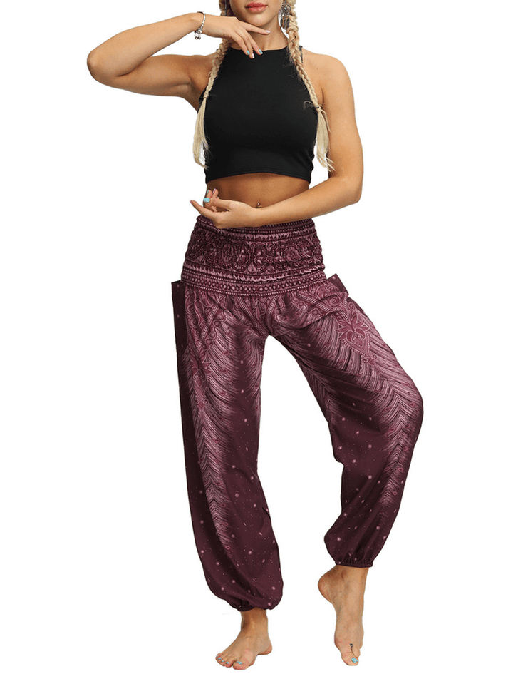 Women High Waist Vintage National Style Loose Yoga Harem Pants