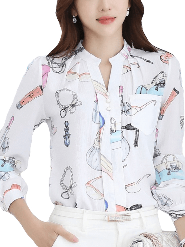 Cartoon Printed Stand Collar Shirts