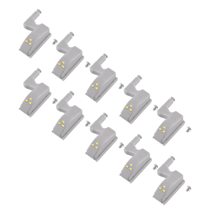 10Pcs LED Sensor Hinge Light under Cabinet Light Cupboard Inner Hinge Lamp for Wardrobe Closet Kitchen Night Light