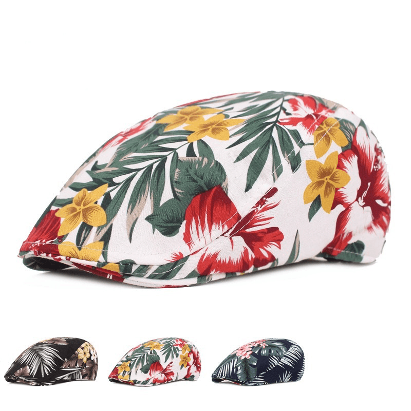 Unisex Flower Print Vogue Cotton Beret Hat