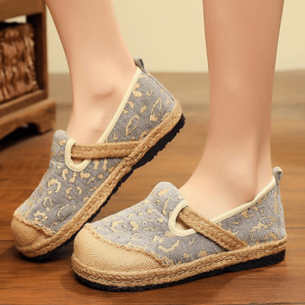 Women Linen Handmade Espadrille Comfy Wearable Casual Loafers