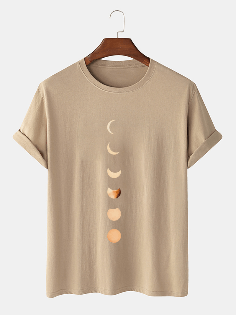 Moon Eclipse Print Short Sleeve 100% Cotton Breathable T-Shirts