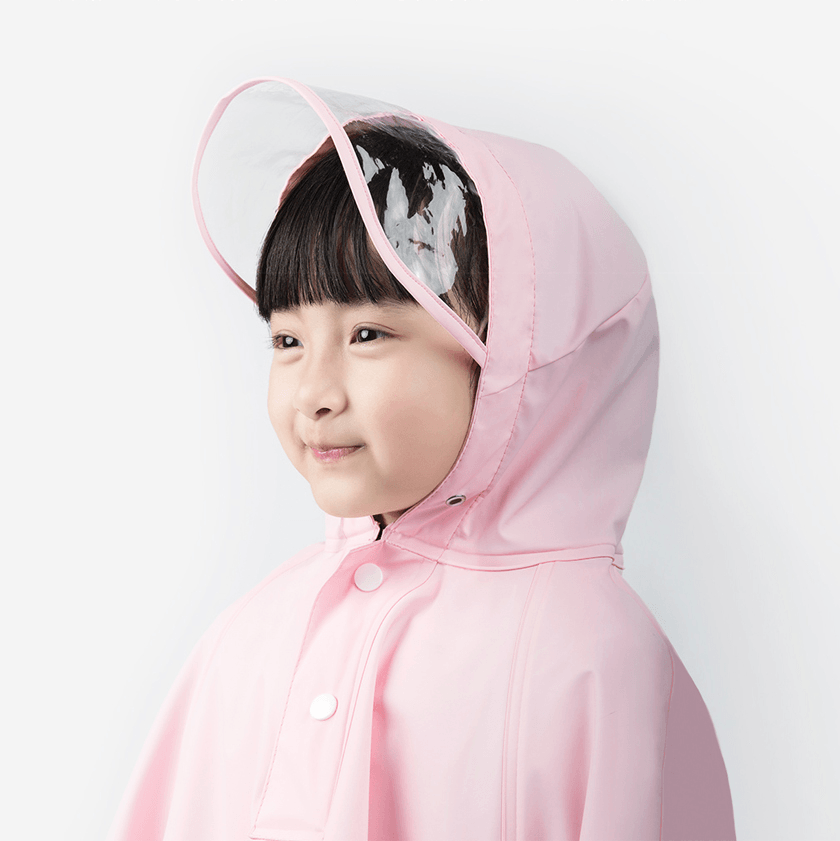 7Th Children Cloak Raincoat Boy Girls Waterproof Poncho with 3M Reflection Strip for Children Rain Coat