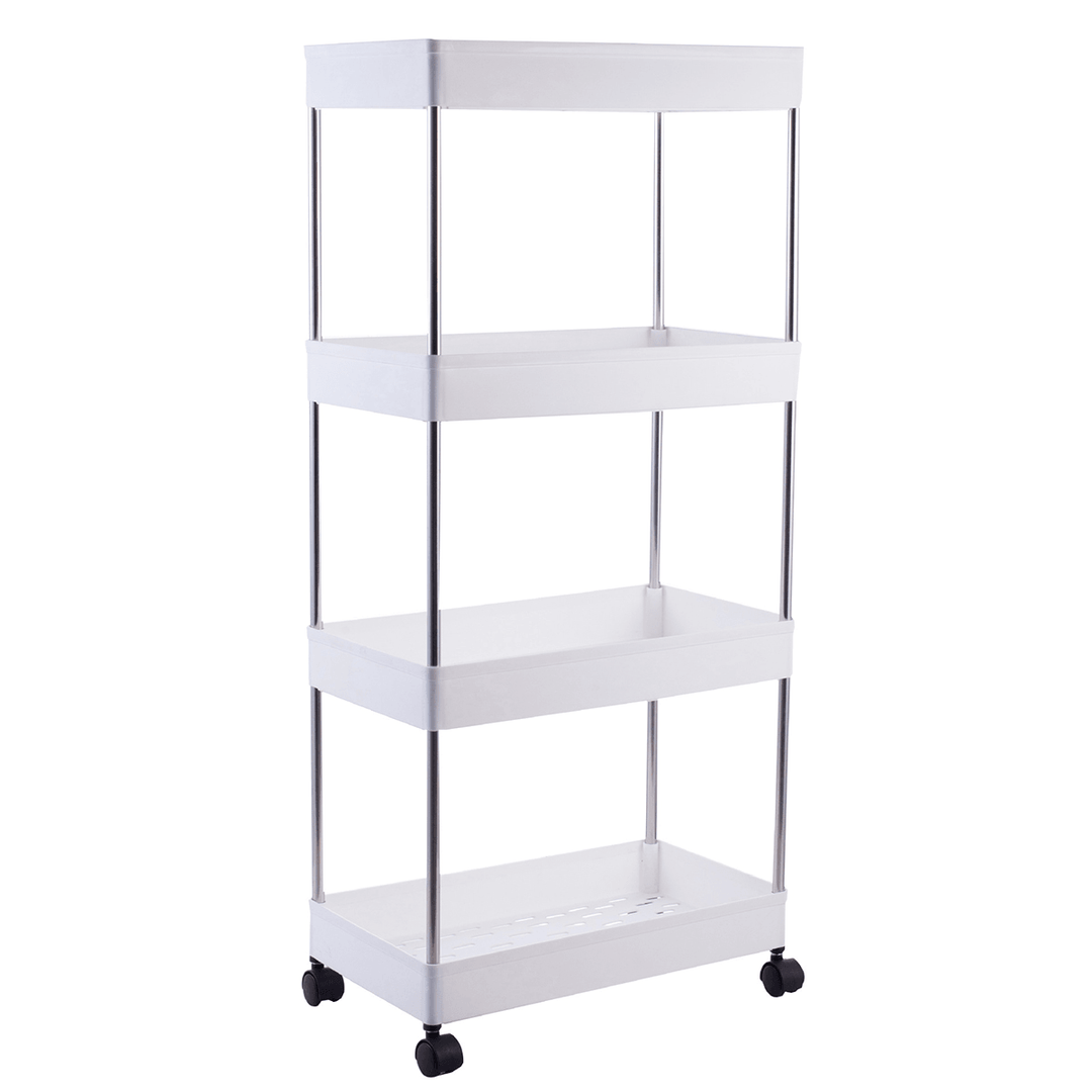 3/4 Tier Organizer Trolley Cart Utility Rolling Storage Rack Holders Saver Hooks