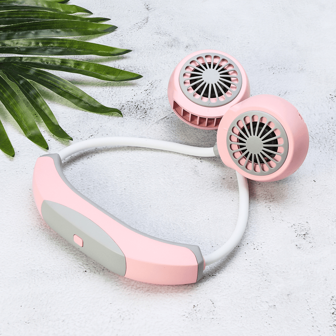 Mini USB Portable Fan Neck Fan Neckband with Rechargeable Battery Small Desk Fans Handheld Air Cooler Conditioner