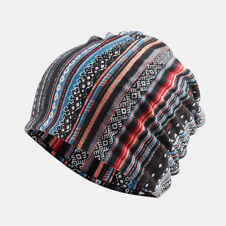 Women Cotton Multi-Purpose Printing Beanie Cap Neck Gaiter Face Shield Hats Bandana