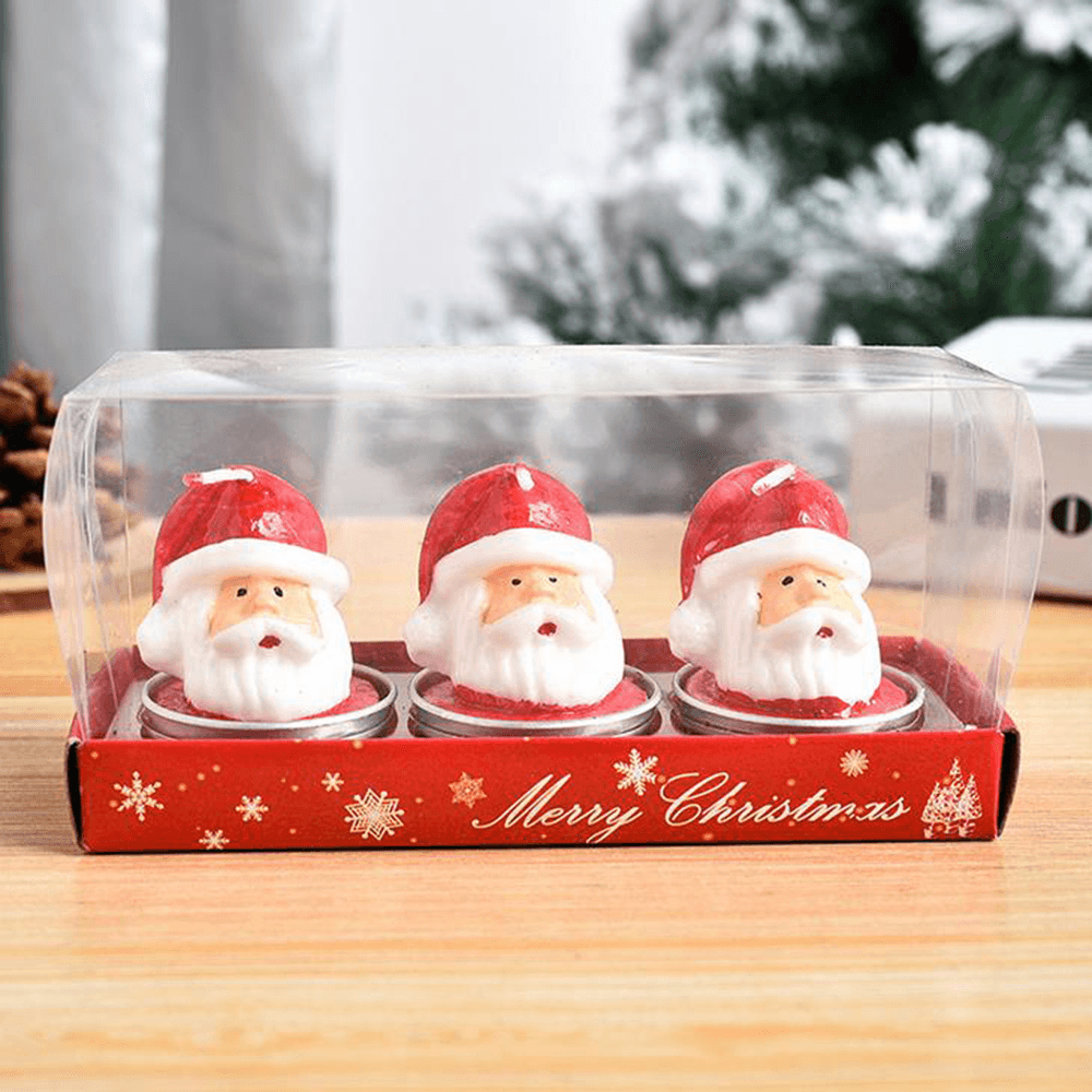 3Pcs 2020 Christmas Candles Santa House Snowman Christmas Tree Paraffin Candles Wedding Party Candles Decor Light