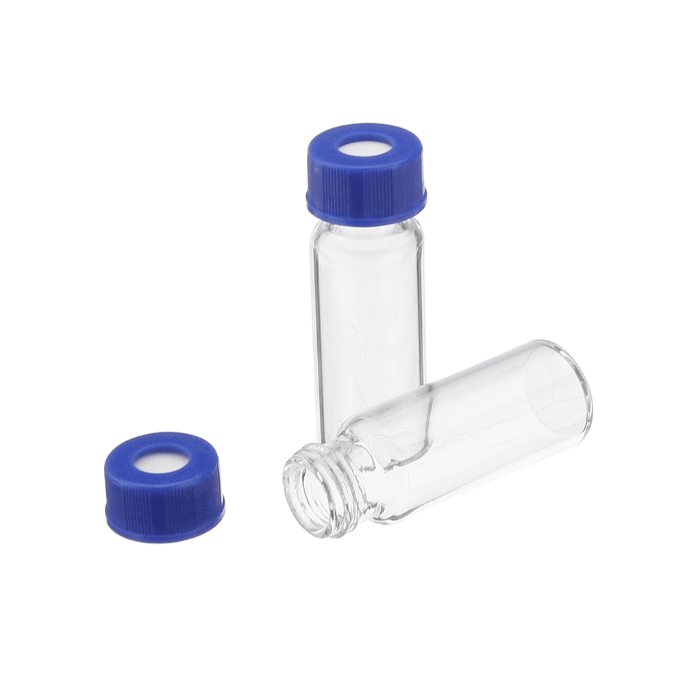 100Pcs/Set 2Ml Ungraduated Clear Sample Vials Autosampler Vials Bottles Threaded Vial W/ Write-On Spot Screw Caps Septa