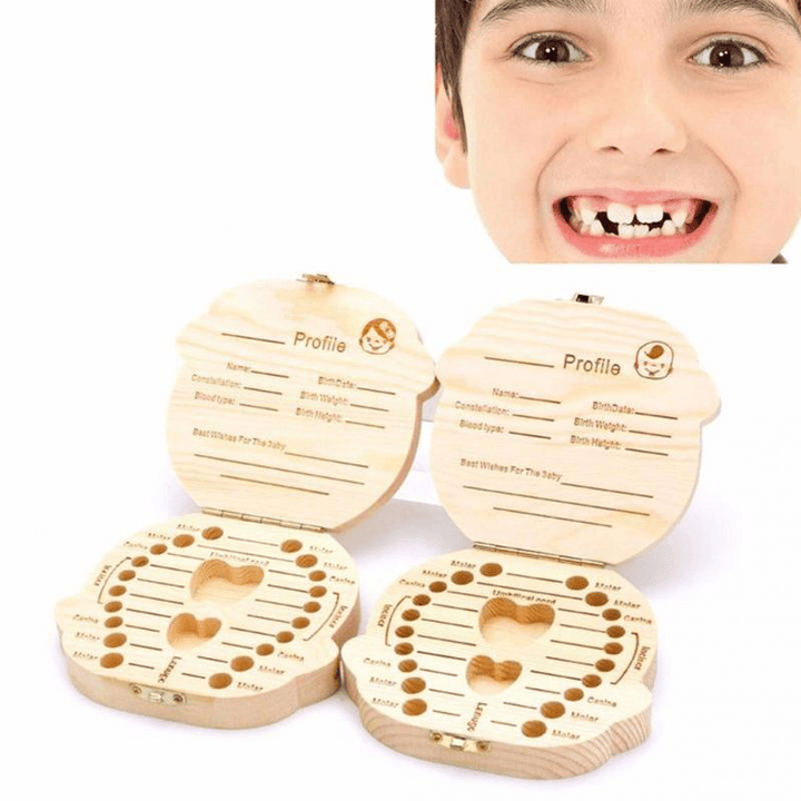 Baby Milk Teeth Wooden Storage Case save Box Hair Holder Organizer for Girl Boys New Tooth Organizer