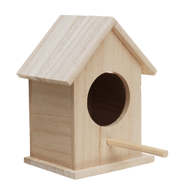 Wooden Bird House Feeder Wild Birds Nest Home Garden Nesting with Hanging Bird Net