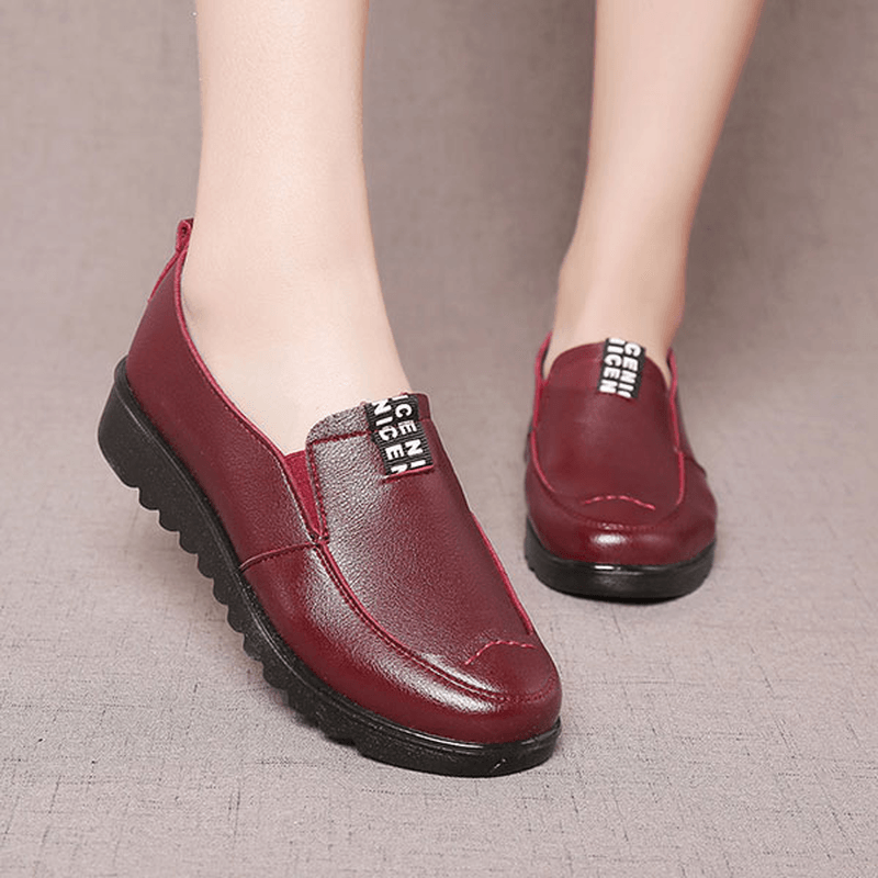 Women Flat Casual Breathable Shoes Leather Slip on Loafers