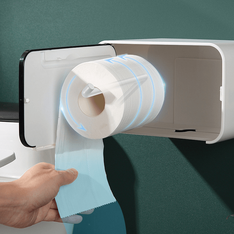 Toilet Paper Holder Shelf Waterproof Bathroom Roll Napkin Box Wall Mounted Tissue Case