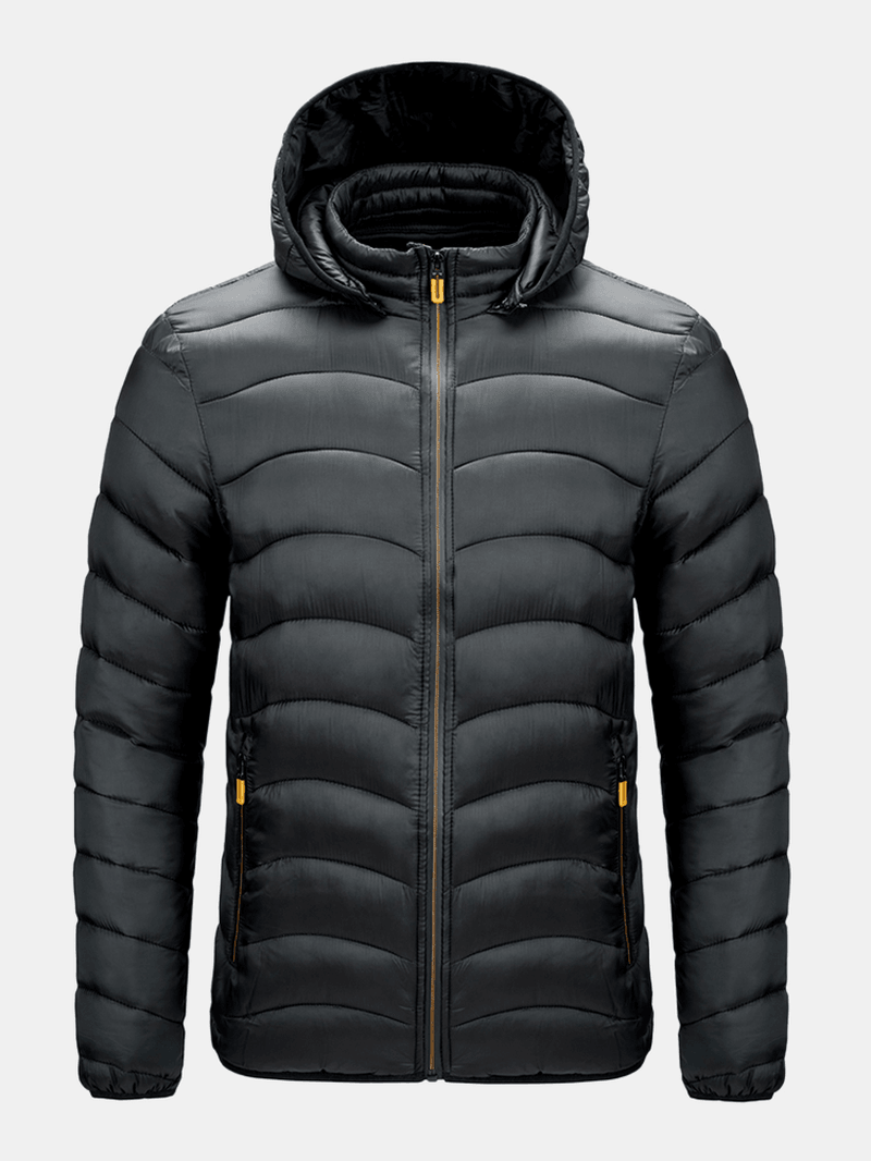 Mens Detachable Hooded Warm Long Sleeve Pocket down Jacket