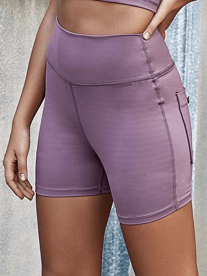 Solid Color Pocket Hip Lift High Waist Yoga Leggings