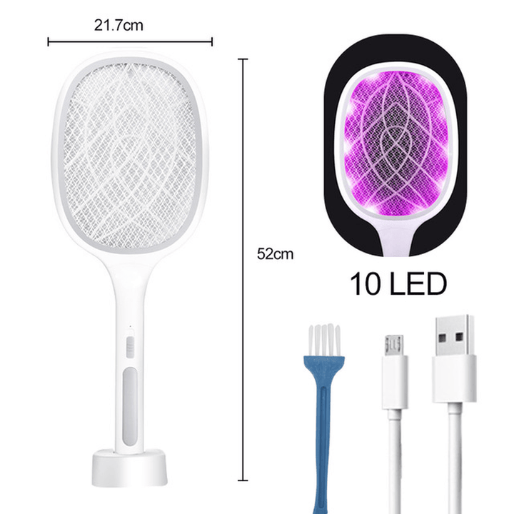 2 in 1 6/10 LED Mosquito Killer Lamp 3000V Electric Mosquito Swatter USB Rechargeable Insect Mosquito Repellent Trap - MRSLM