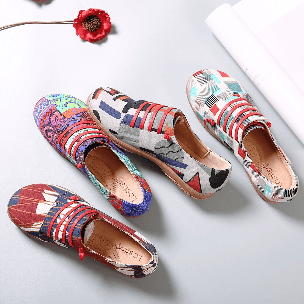 Women Irregular Pattern Exclusively Sold Lazy Slip on Flats