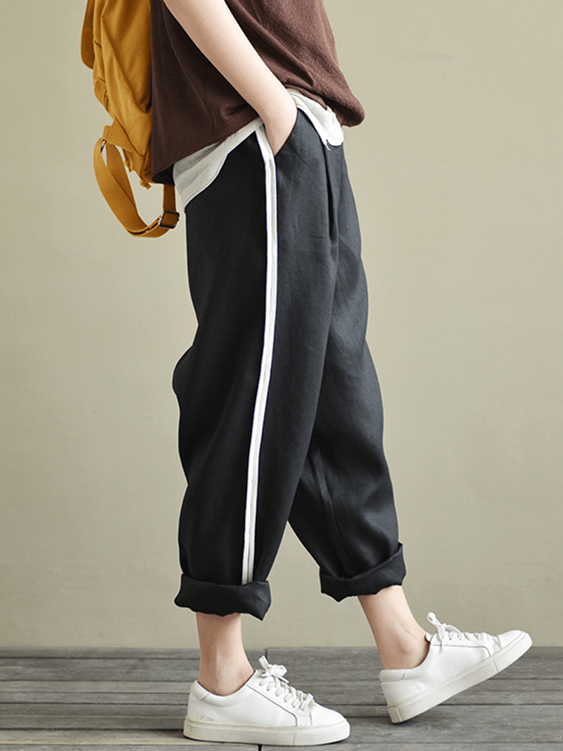 Women Striped High Waist Long Harem Loose Trousers