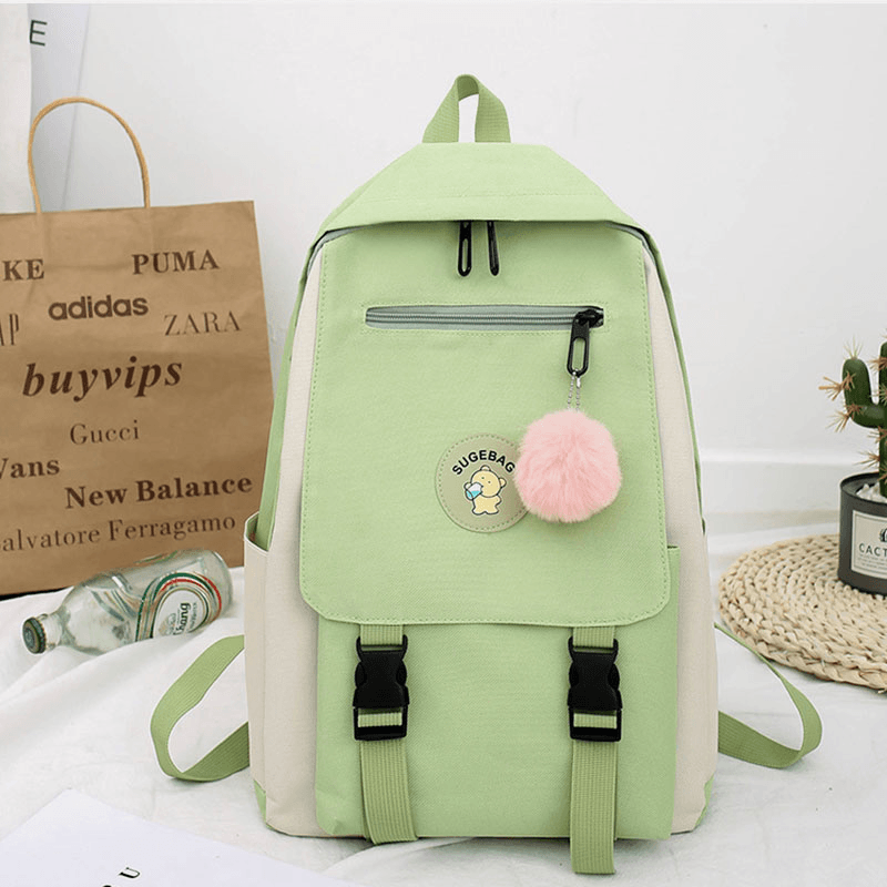 4 PCS Canvas Preppy Multifunction Combination Bag Tote Large Capacity Backpack Crossbody Clutch Wallet