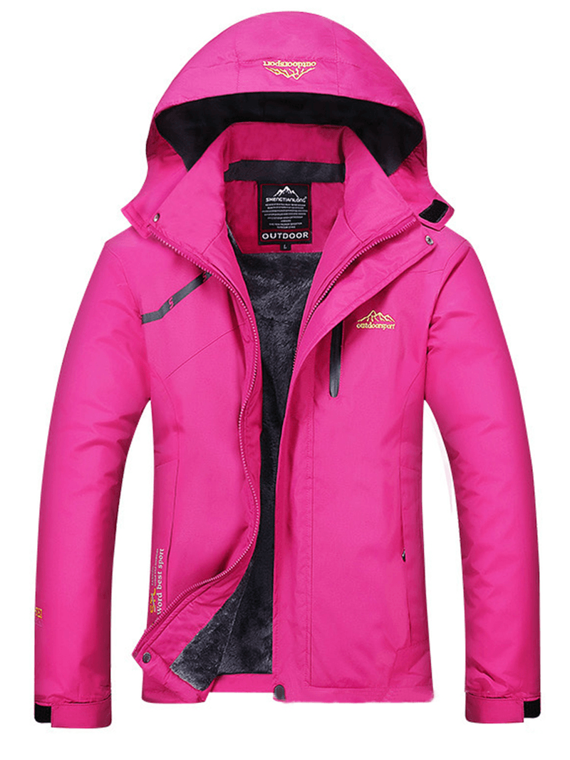 Outdoor Women Casual Thicken Waterproof Windproof Fleece Mountaineer Sport Jackets