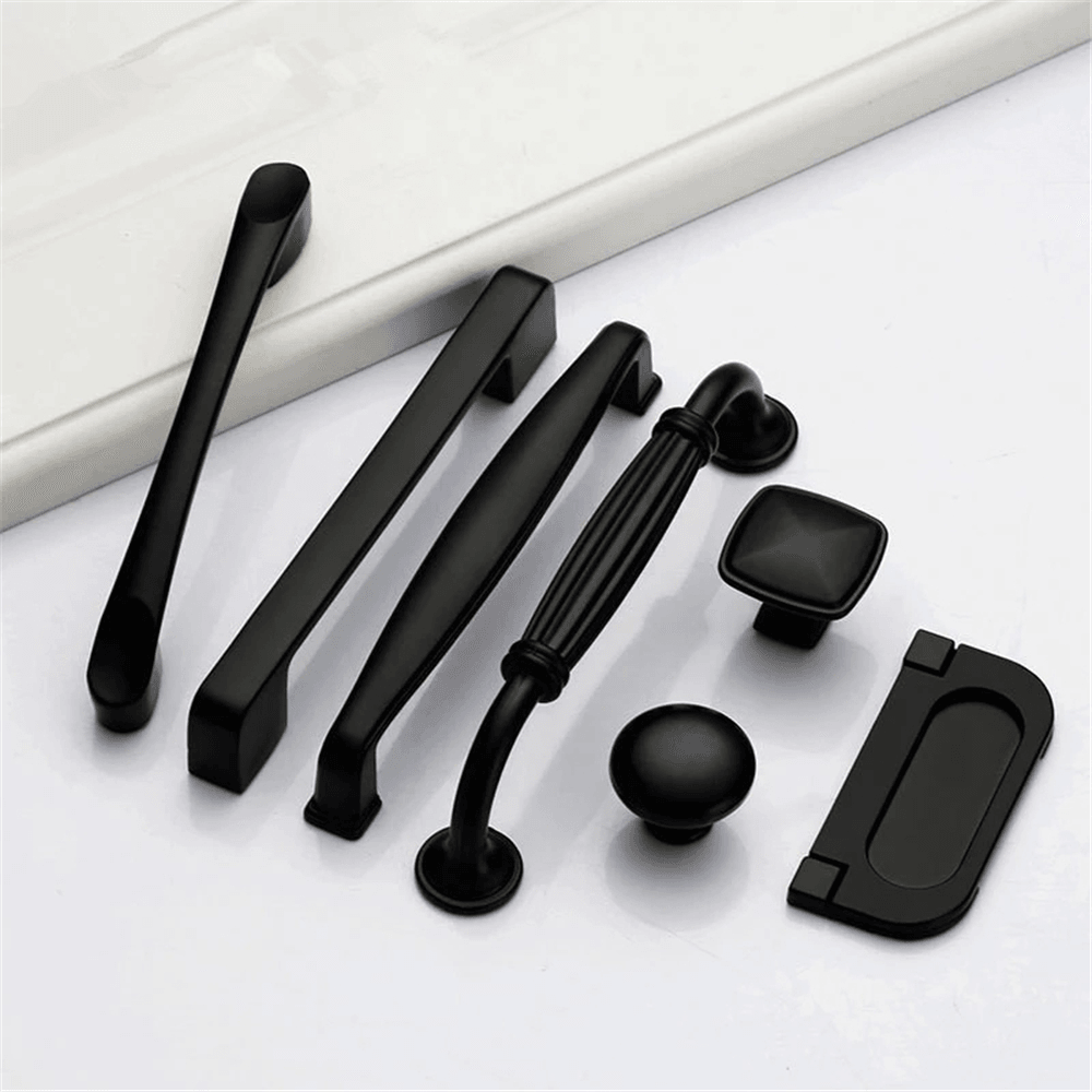 Aluminum Alloy Black Handles for Furniture Cabinet Knobs and Handles Kitchen Handles Drawer Knobs Cabinet Pulls Cupboard Handles Knobs