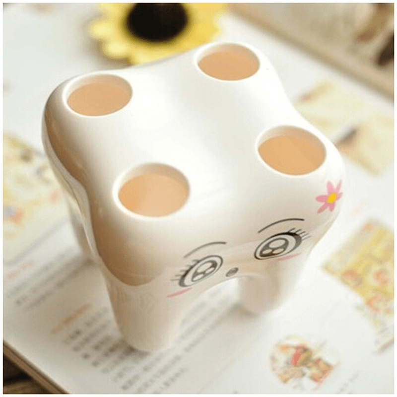 4 Holes Smily Face Toothbrush Holder Rack Cartoon Design Toothbrush Bracket