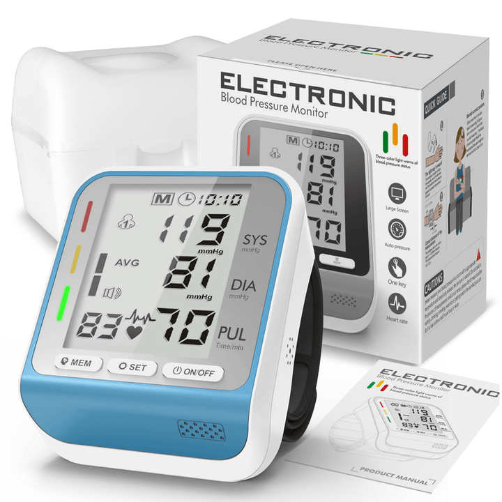 Wrist Blood Pressure Monitor Portable Household Sphygmomanometer Electronic Heart Rate Pulse Tonometer Meter