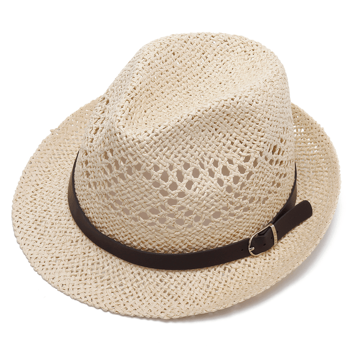 Men Women Personalized Handmade Straw Jazz Hat Outdoor Travel Beach Breathable Mesh Hollow Sun Cap