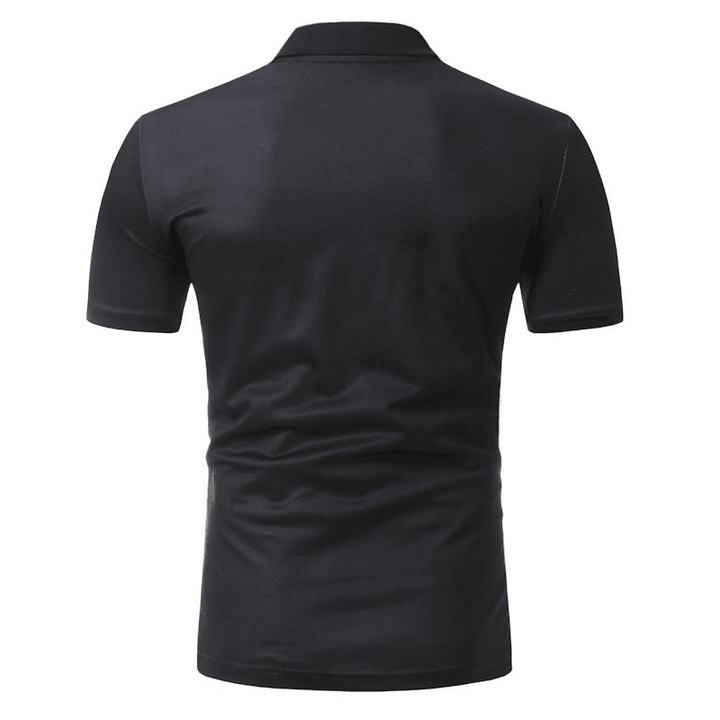 Men'S Classic Black White Printing Short-Sleeved Golf Shirt