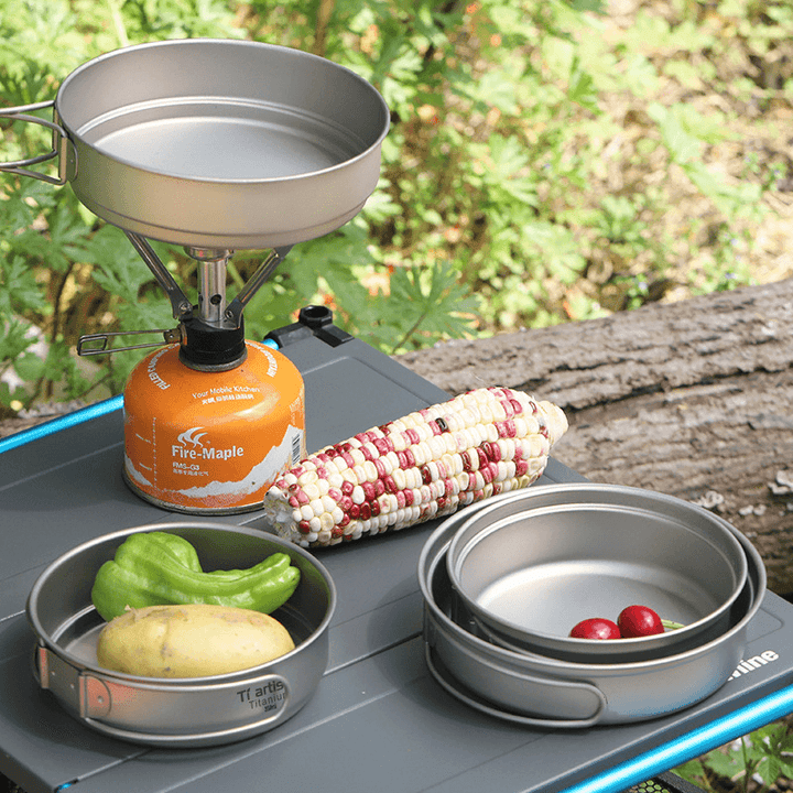 Ipree¬Æ 350Ml 1-2 People Titanium Frying Pot Pan Outdoor Portable Cookware Camping Picnic