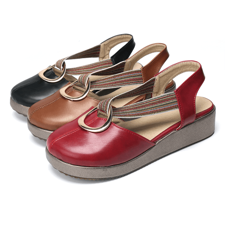 Women Casual Elastic Band Metal Hole Flats